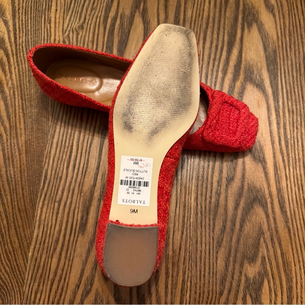 Talbots Red Tweet Flats size 9 - Picture 2 of 5